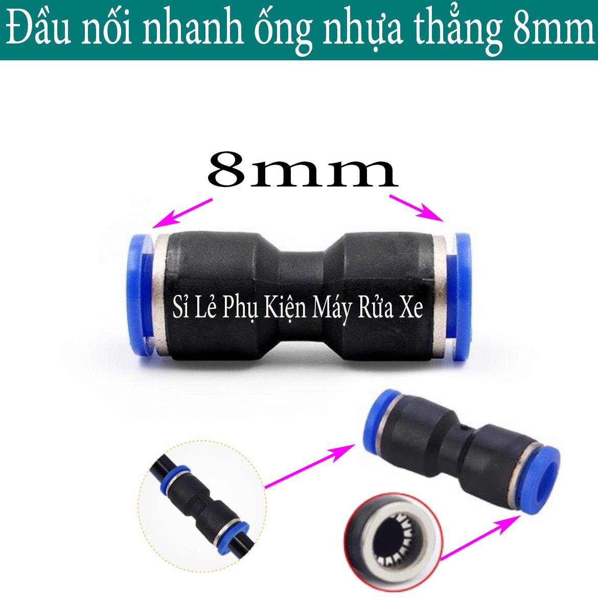 2 - 5 - 10 - 20 Cút đầu nối nhanh ống nhựa thẳng PU8 - Dây hơi đường kính 8mm