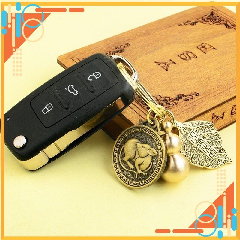 Móc Khoá 12 Con Giáp Phong Thuỷ Đồng Nguyên Chất thu hút tài lộc - Bộ 3 Món