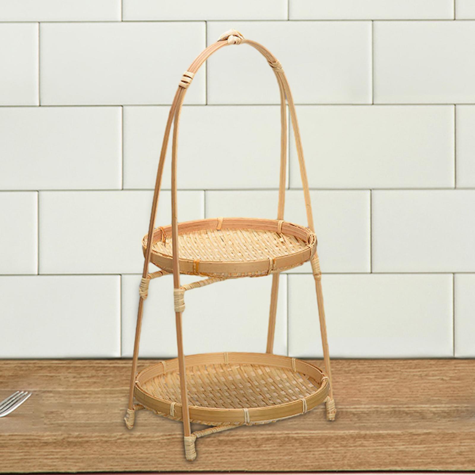 Bamboo Fruit Bowl Kitchen Organizer Decor Fruit Basket for Kitchen Desk Home