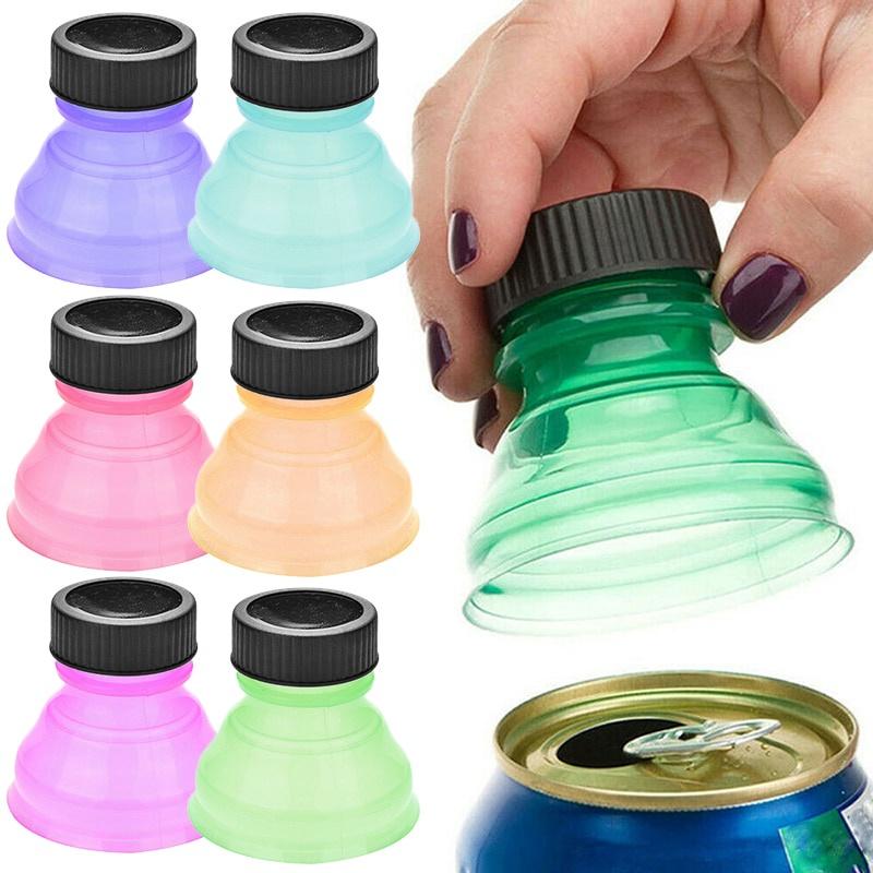 6pcs Reusable Beverage Can Cap Cover Lid Soda Pop Beer Flip Bottles Top Container Snap Leak Proof Sealing Drink Bottle Topper