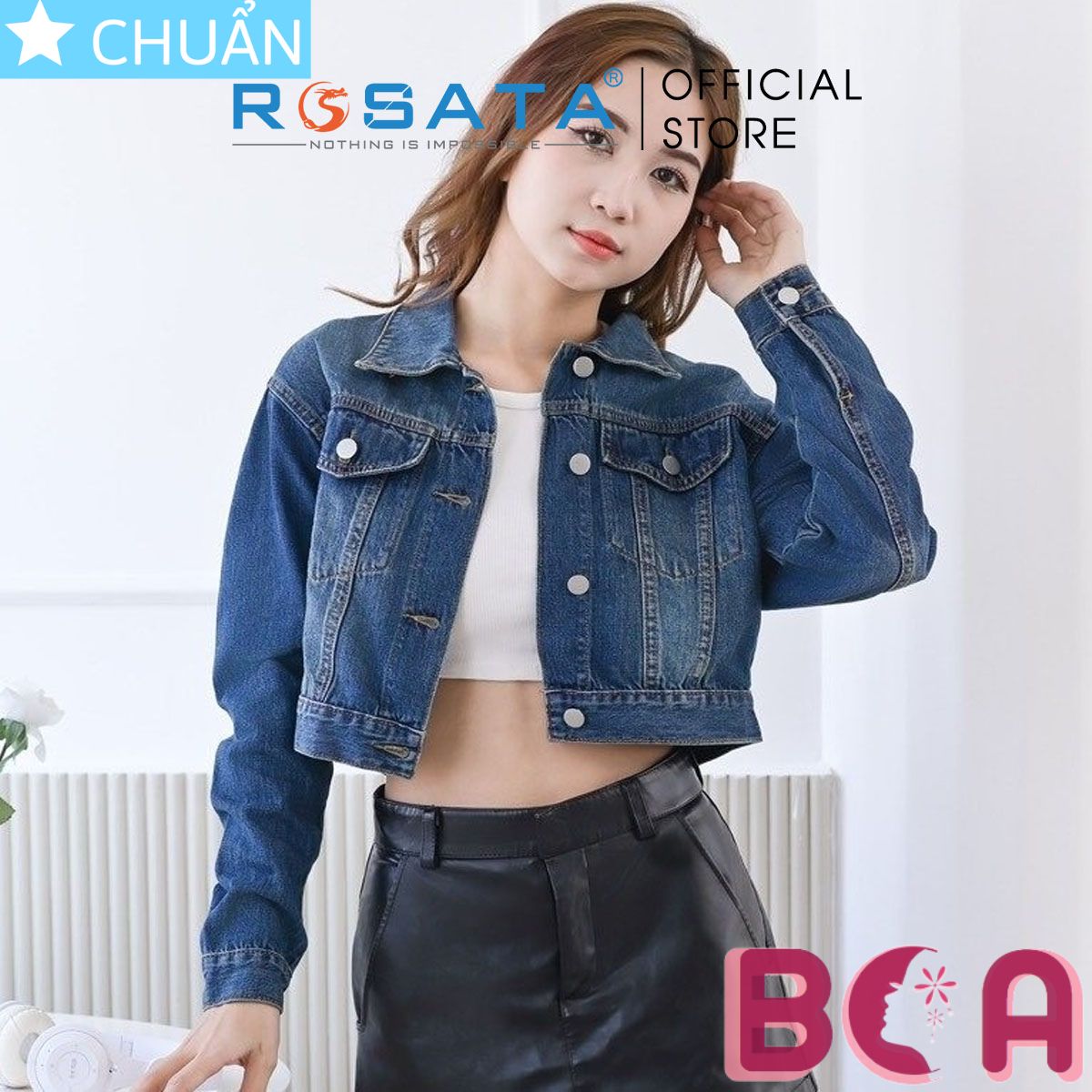 Áo khoác Jeans nữ lửng K32 màu Jeans cổ điển kết hợp tẩy nhạt làm điểm nhấn thu hút ánh nhìn bằng sự cá tính và trẻ trung