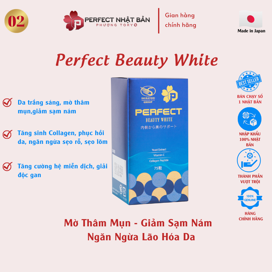 Trắng da Perfect Beauty White :THỰC PHẨM BẢO VỆ SỨC KHỎE 