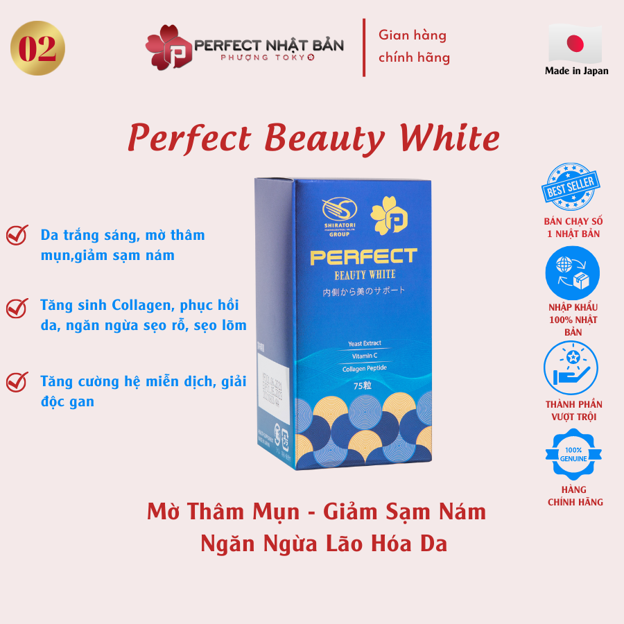 Trắng da Perfect Beauty White :THỰC PHẨM BẢO VỆ SỨC KHỎE