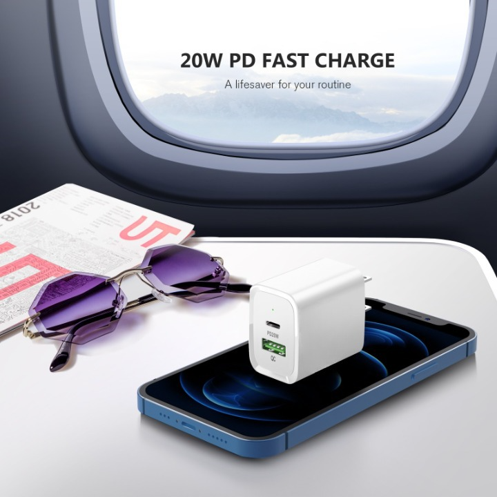 Củ Sạc Nhanh PD 18W/20W (Type-C)/ QC3.0 (USB Quick Charger) 2 cổng Power dành cho Iphone/ Ipad/ Samsung/Oppo/Xiaomi - Hàng Nhập Khẩu