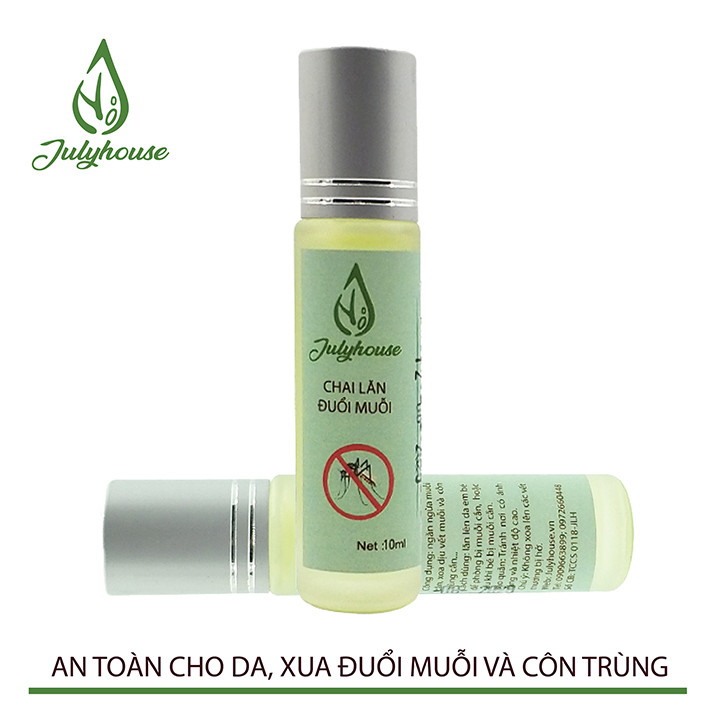 Bộ Bình xịt Đuổi muỗi tinh dầu Sả Chanh Julyhouse 50ml và Chai lăn tinh dầu Đuổi muỗi Julyhouse 10ml