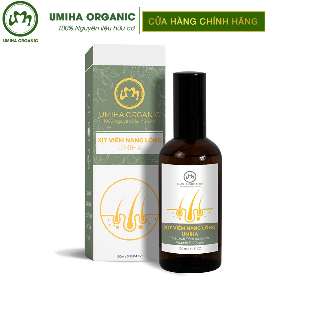 Xịt viêm nang lông viêm lỗ chân lông UMIHA  50/15ML Giảm viêm nang lông, mụn lưng, ngực mông, mờ thâm sáng da