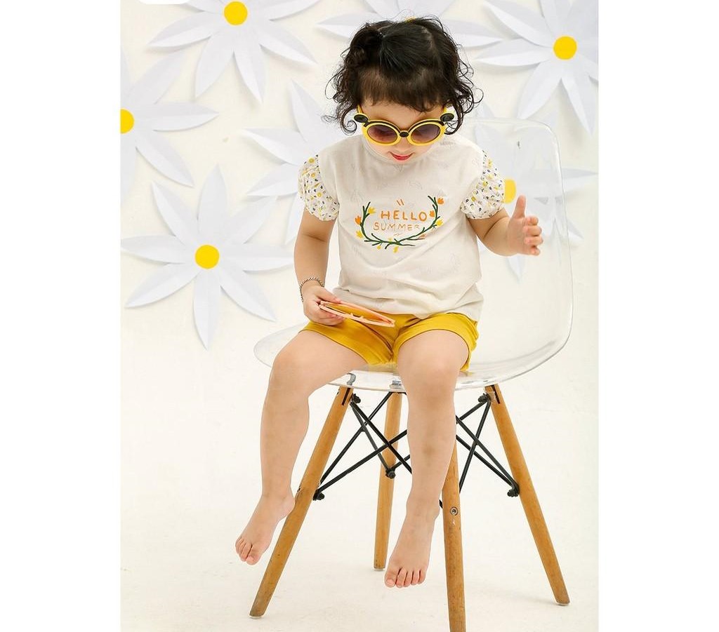 Bộ quần áo cộc tay cho bé gái Hello Summer tay bồng từ 12 tháng đến 5 tuổi chất liệu cotton cao cấp SS216