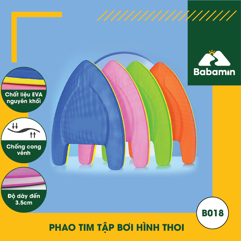 Phao Tim Tập Bơi Hình Thoi Cho Trẻ Em, Người Lớn – Mút EVA Chống Cong Vênh – B018