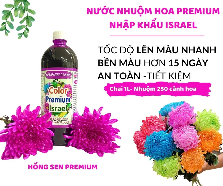 Thuốc bột nhuộm hoa tươi nhập khẩu công nghệ Israel (Hủ Bột Màu 10L - 12L nước màu hoa) chuyên nghiệp nhuộm hoa tươi và an toàn với 20 màu