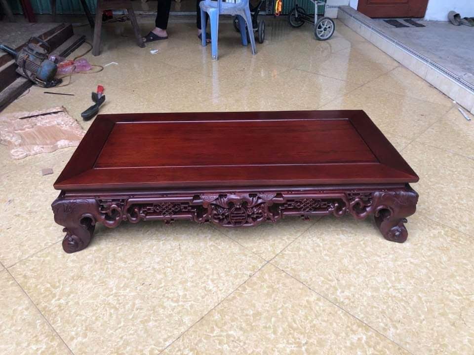 Bàn trà chạm phúc thọ gỗ gụ 95x45x23cm