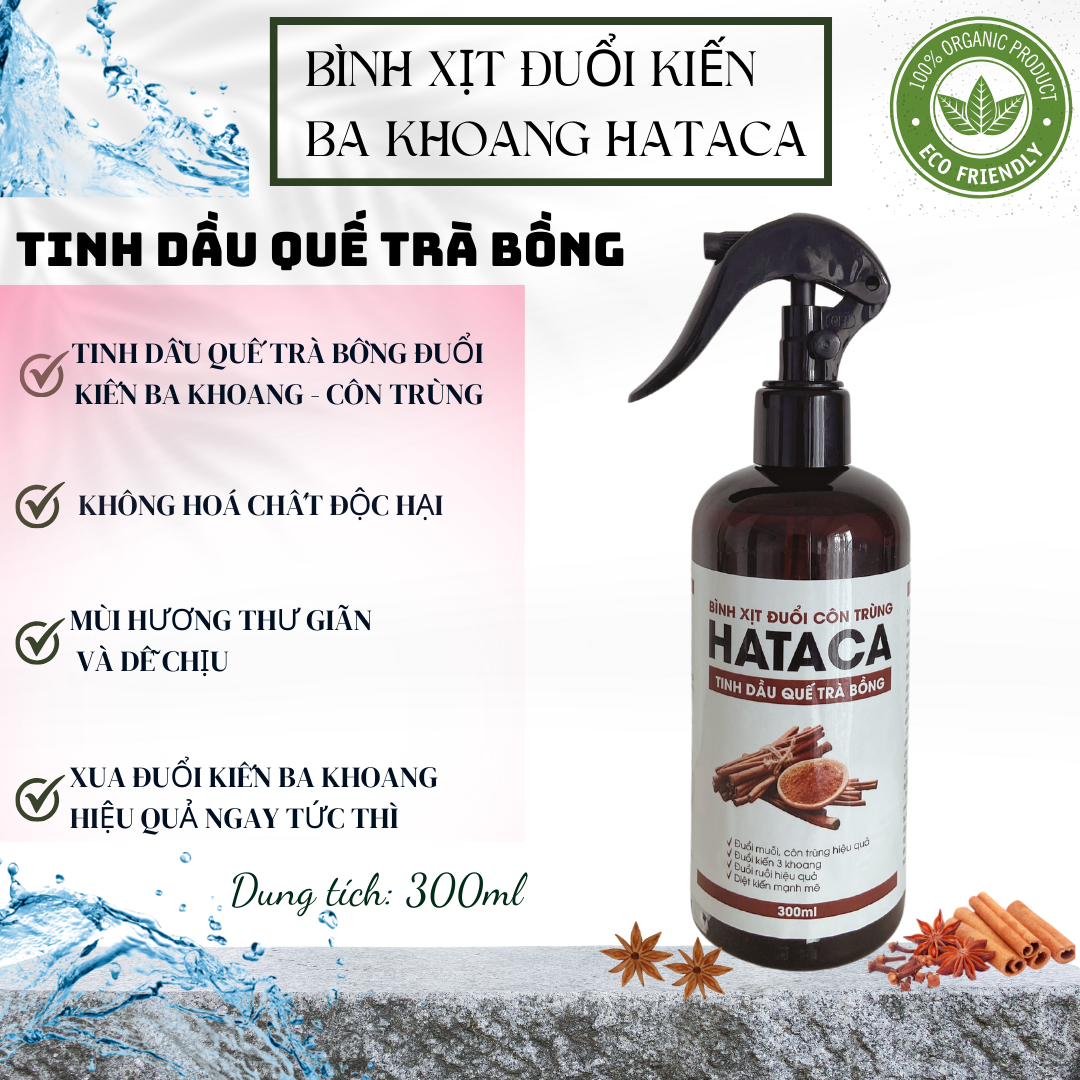 Bình xịt phòng tinh dầu quế diệt kiến 3 khoan và các loại côn trùng HATACA 300ML