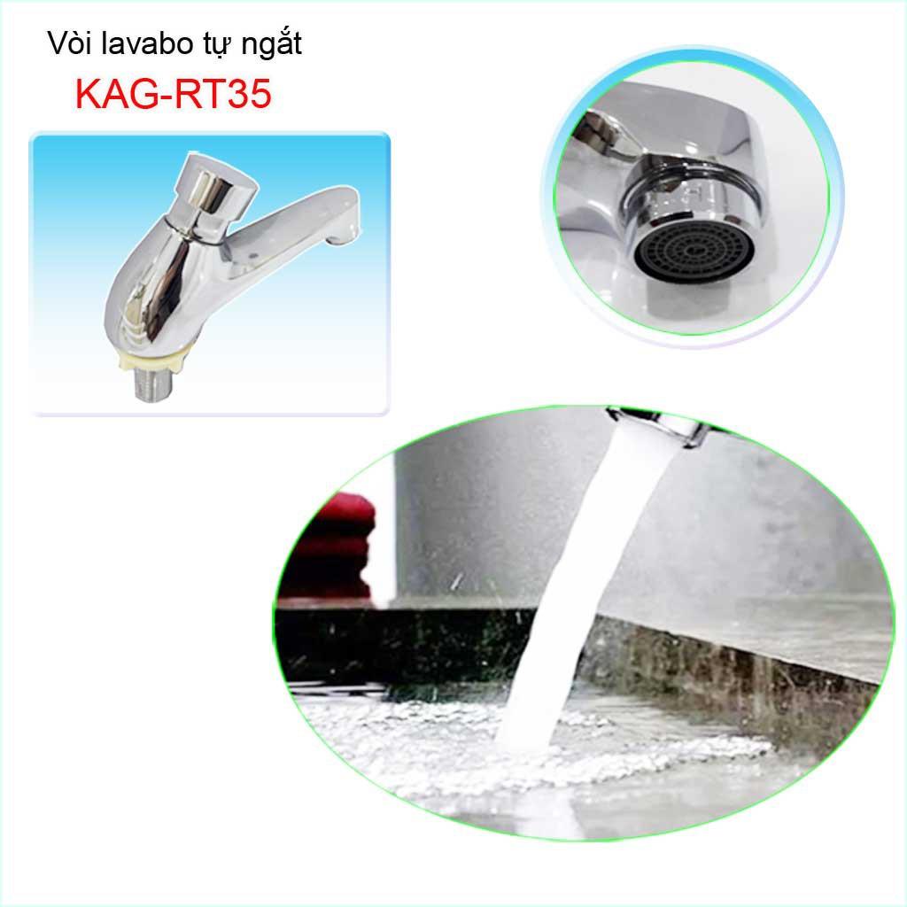 Vòi lavabo tự ngắt nước KAG-RT35, Vòi bán tự động, vòi ấn tay tự động tiêt kiệm nước tốt sử dụng tốt
