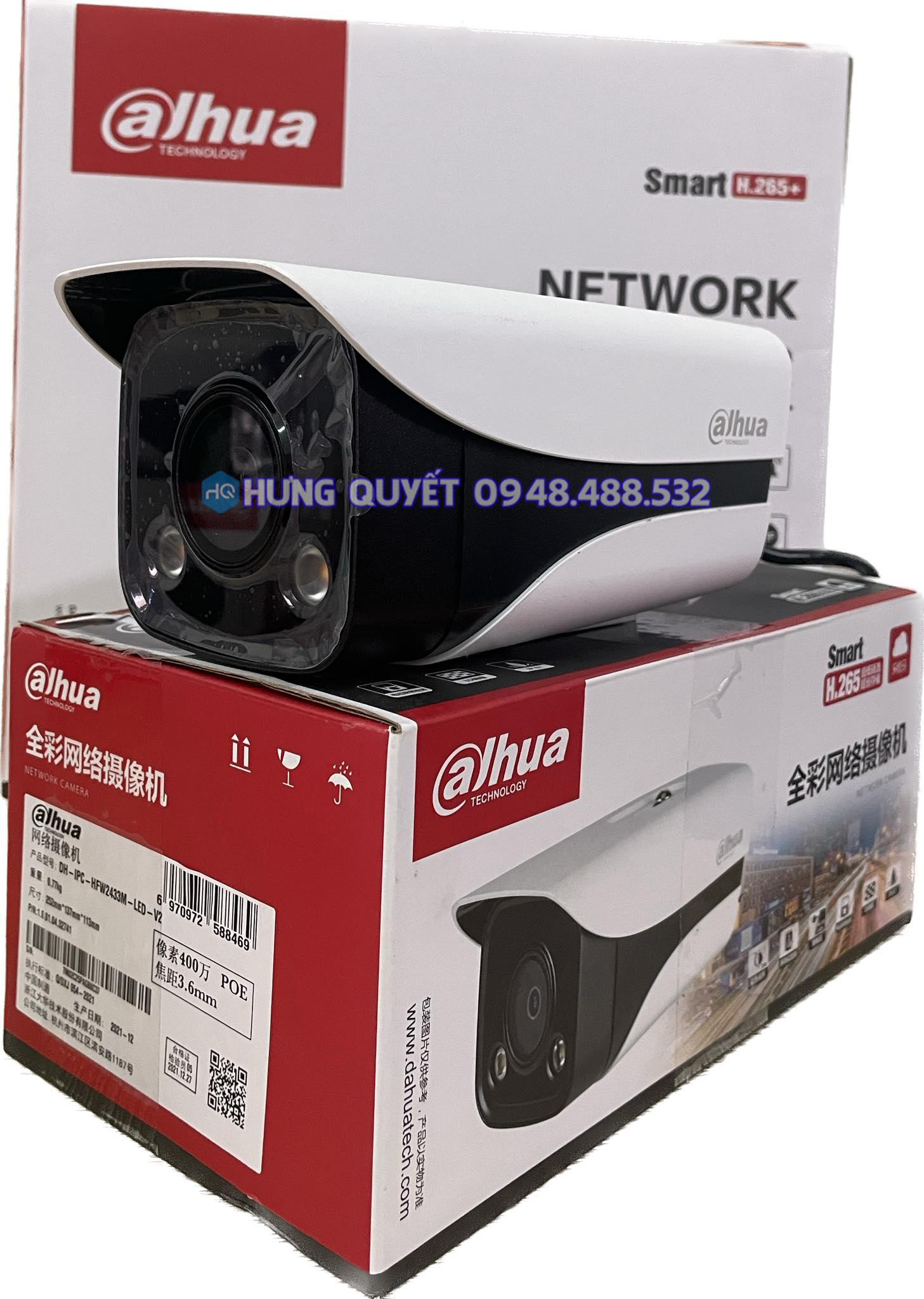 Camera IP 4MP Dahua HFW 2433M - LED thân / 2433T - A - LED DOME (PoE  Có Màu Ban Đêm) - Camera Poe cắm là chạy Hàng nhập khẩu bảo hành 24 tháng