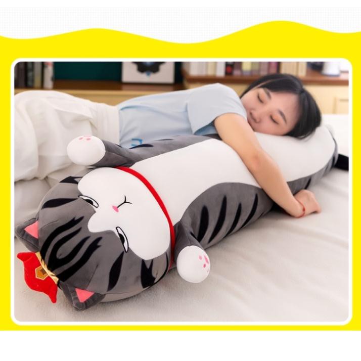 Gối ôm mèo hoàng thượng cho bé ngủ ngon – Quà tặng thú nhồi bông mèo mặt quạu siêu dễ thương – Size từ 60 đến 130 cm – Gấu bông mèo quý tộc