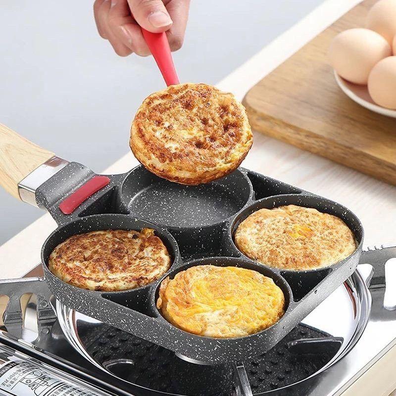 Chảo Đá Chống Dính 4 Ngăn Rán Trứng Làm Bánh Đa Năng Tiện Lợi