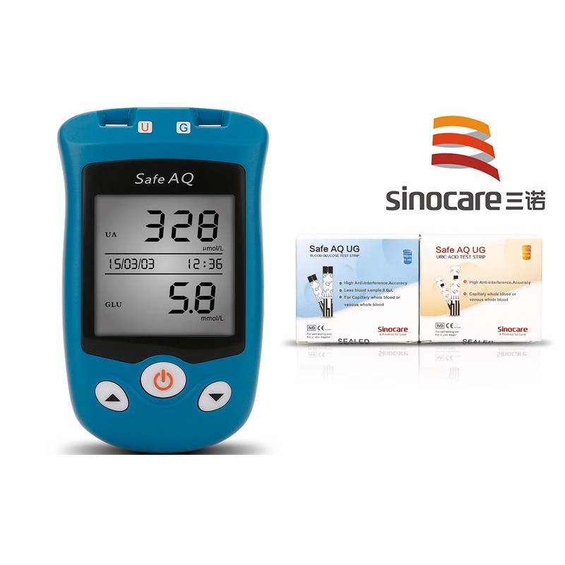 Combo Máy Đo Đường Huyết + Gút 2 Trong 1 và Máy Đo Huyết Áp Bắp tay Chính Hãng Sinocare