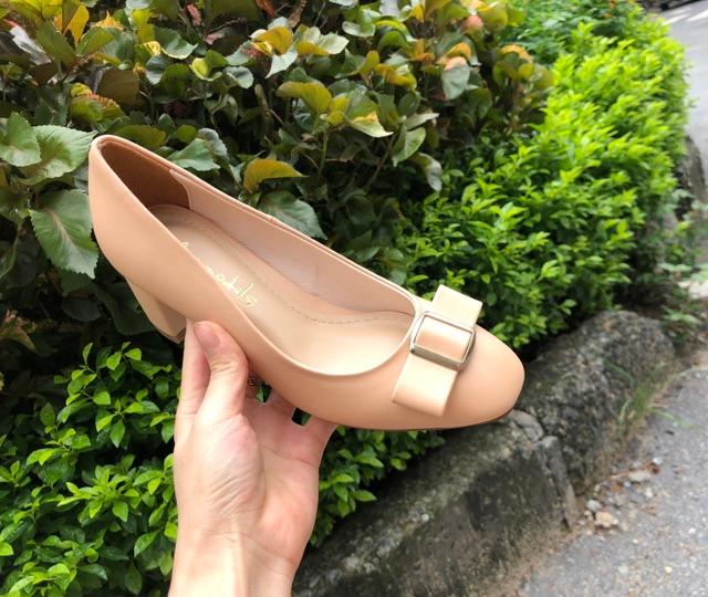 Giày cao gót 5 phân mũi vuông Anna gót vuông thời trang phối nơ xinh _A892NX
