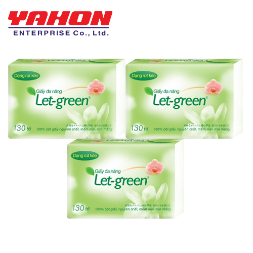 Combo 3 Bao Giấy Vệ Sinh Đa Năng LET-GREEN 15*21cm, 130 Tờ/Bao