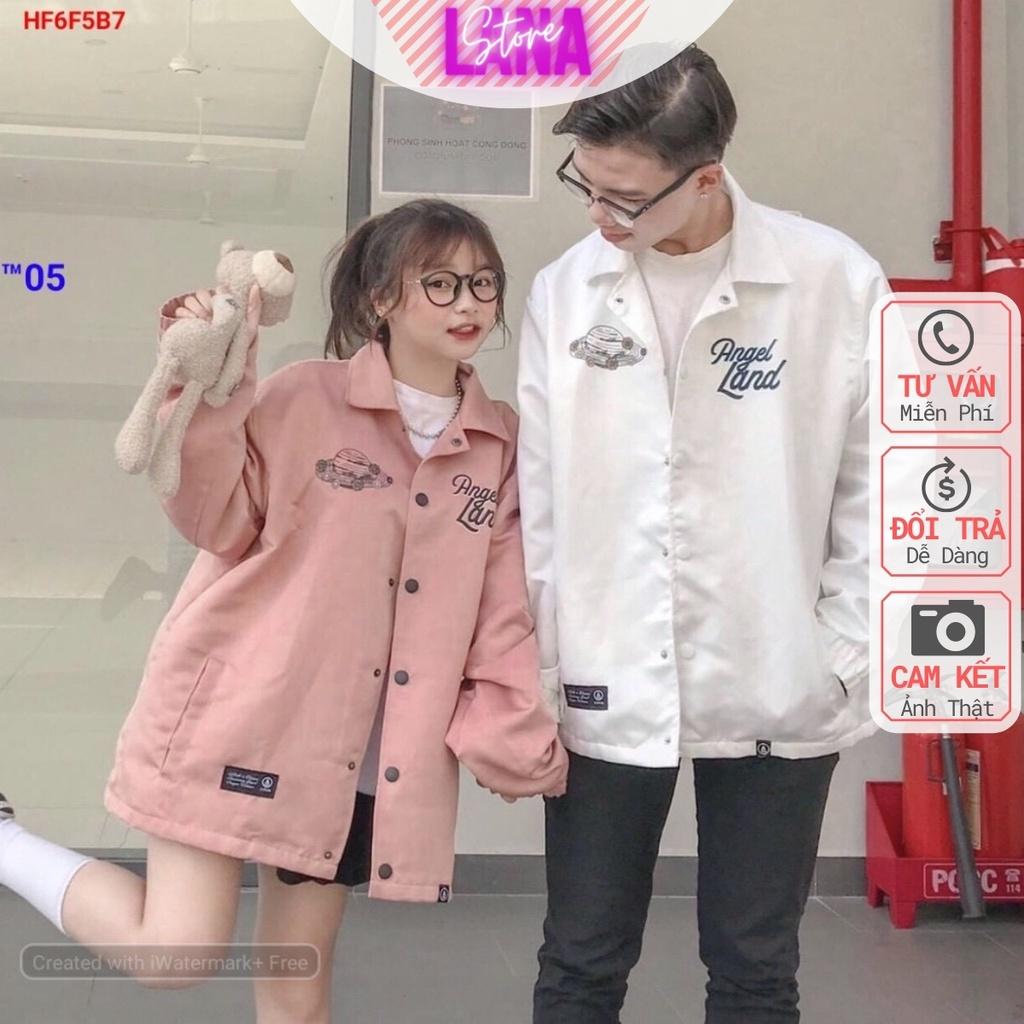 Áo Khoác Dù cổ bẻ Angel land chất dù 2 lớp Unisex Couple Nam Nữ
