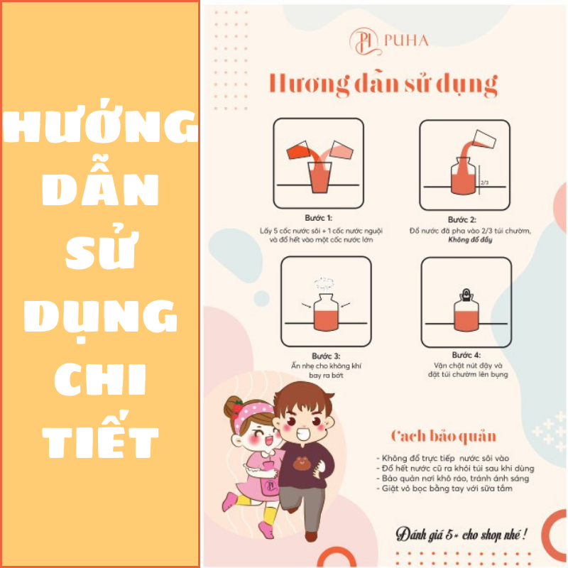 Túi chườm nóng đau bụng kinh PUHA 1000ml, món quà ý nghĩa tặng bạn gái, kèm hộp quà, thiệp nhắn gửi yêu thương