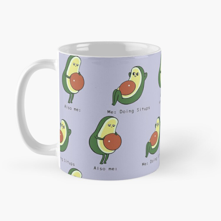 Cốc sứ ly sứ in hình Quả Bơ tập thể dục Avocado Sit ups
