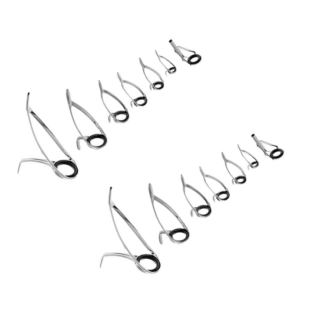 14pcs Rod Repair Kit Mixed Size Fishing Rod Guide Ring Rod Tip Top Eye Rings