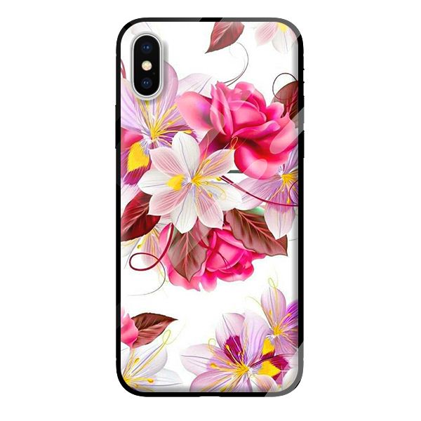 Ốp kính cường lực cho iPhone X mẫu HOA HỒNG XANH 3 - Hàng chính hãng