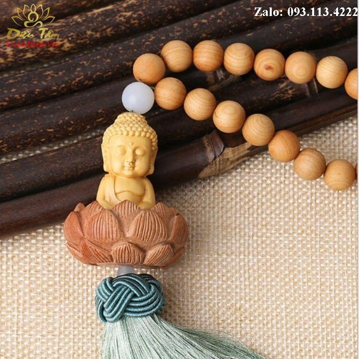 Dây treo ô tô khánh treo ô tô tượng phật gỗ hoàng dương thơm - gỗ phong thủy