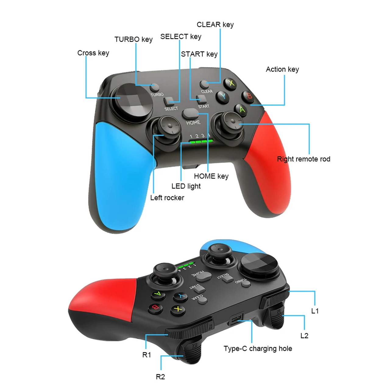 Tay cầm chơi game Bluetooth không dây Vinetteam G9 có rung bộ điều khiển chơi game chuyên dụng cho máy chơi game Switch Console - hàng chính hãng