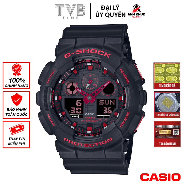 Đồng hồ nam dây nhựa Casio G-Shock chính hãng Anh Khuê GA-100BNR-1ADR