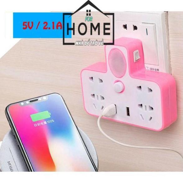Ổ cắm 4 cổng kiêm đèn ngủ- 2 cổng usb- mẫu 2018