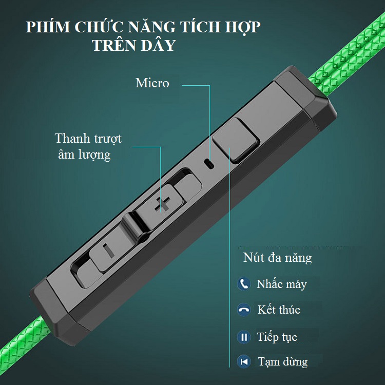 Tai nghe có dây có mic , tai nghe chiến game G29 - Âm thanh sinh động - Nút tai thay thế, nút bịt silicone mềm mại êm ái