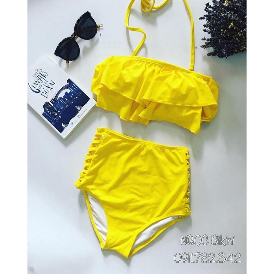 Bikini hai mảnh đẹp bèo đen 4 màu giá rẻ mặc đi biển ( Ảnh chụp thật)