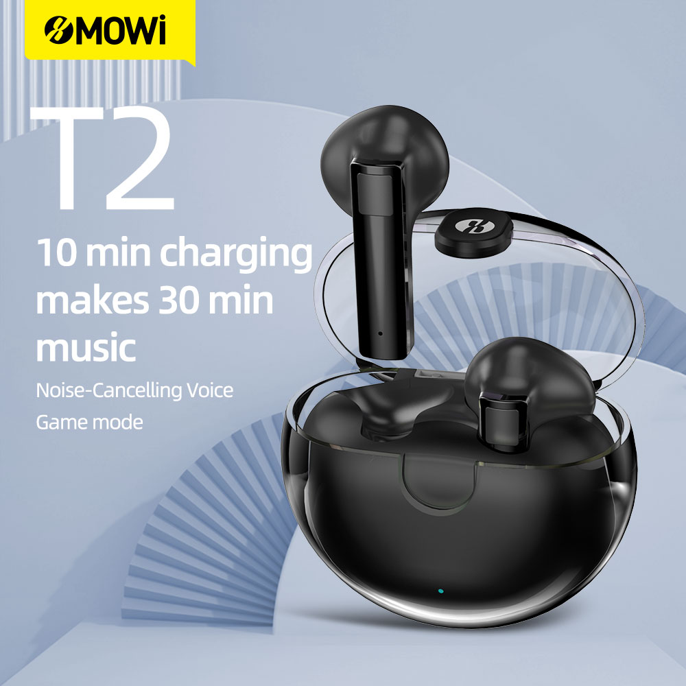 Tai nghe true wireless earbuds Plextone xMowi T2 - Điều khiển cảm ứng - Sạc Type C - Âm bass mạnh mẽ - Pin trâu - Mic khử ồn - Độ trễ thấp - Thiết kế đẹp - Hàng Chính Hãng