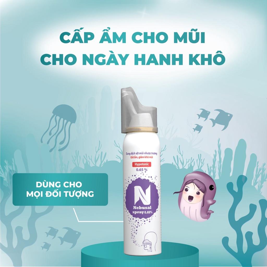 (CHÍNH HÃNG) Xịt Mũi Nebusal 0.65 cấp ẩm, giảm Khô mũi, phục hồi tổn thương mũi sau mỗi đợt mũi viêm (50ml)