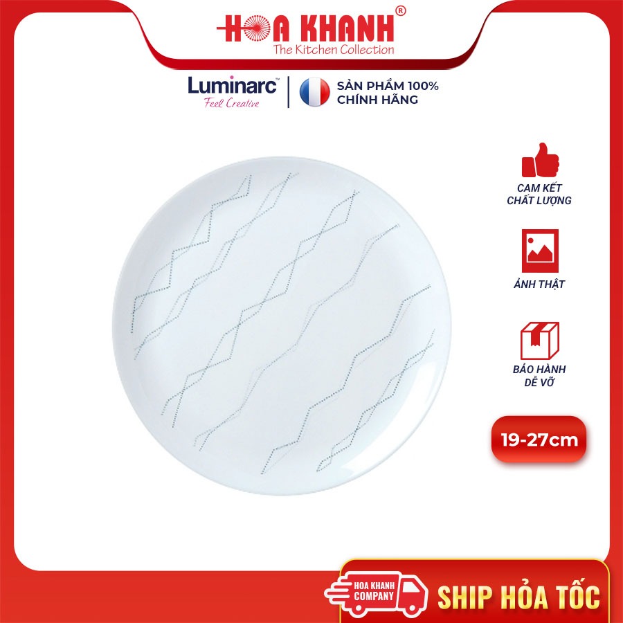 Đĩa Thủy Tinh Luminarc Marble 27cm đựng thức ăn, chịu nhiệt, cường lực - Bộ 3 đĩa - P3764