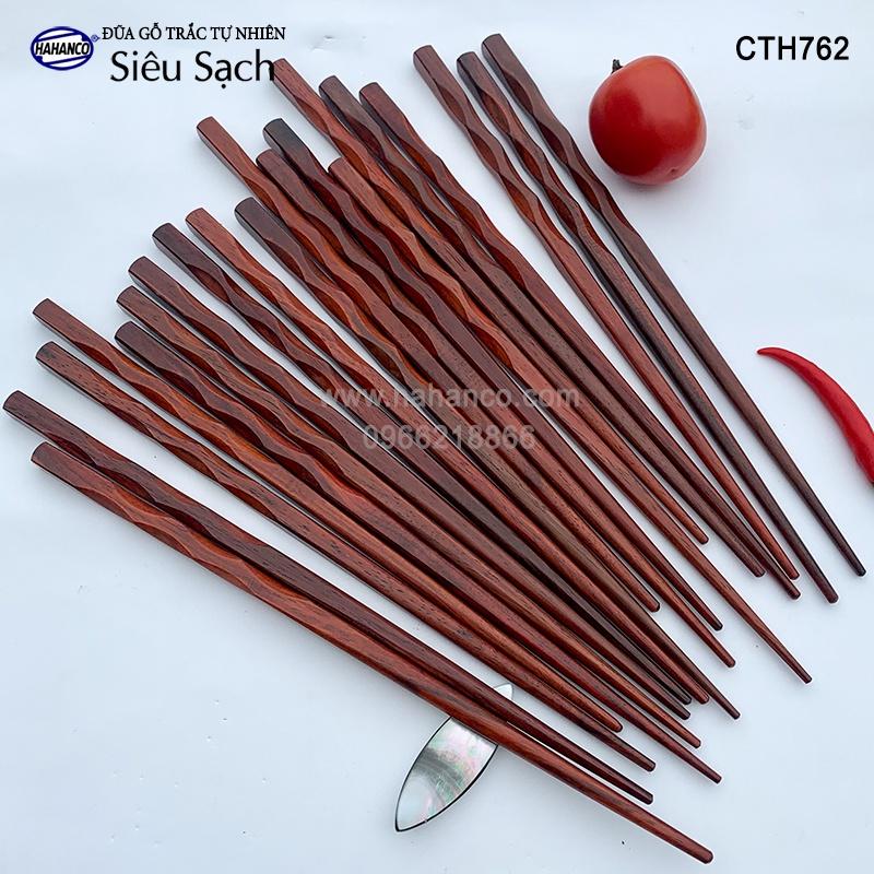 Đũa Nhật gỗ trắc đầu lượn sóng (10 đôi) - CTH762 - đũa gỗ siêu sạch - An toàn cho sức khỏe