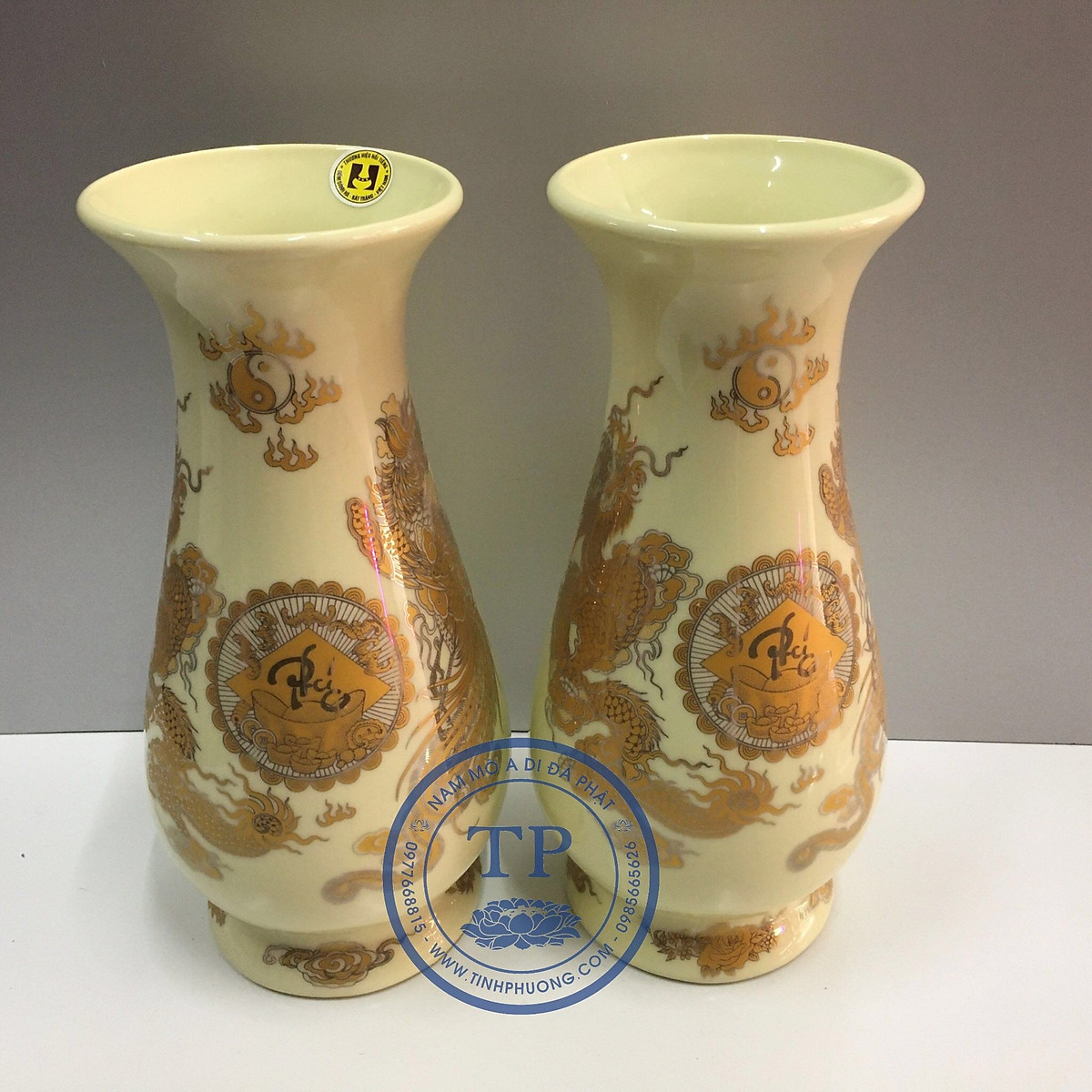 Đôi Bình Bông, lọ hoa Thờ ,Hoặc trang trí phòng khách bằng sứ cao cấp KH606
