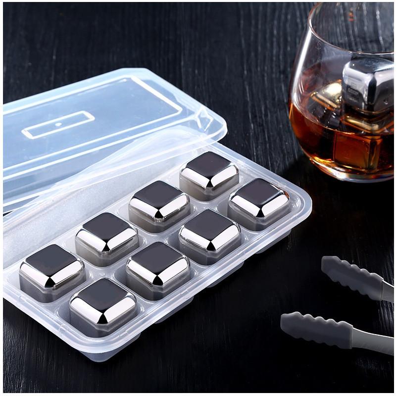 Đá Lạnh Không Tan 8 Viên Inox 30 - 2.5X2.5Cm 29G - Vận Chuyển Miễn Phí Toàn Quốc