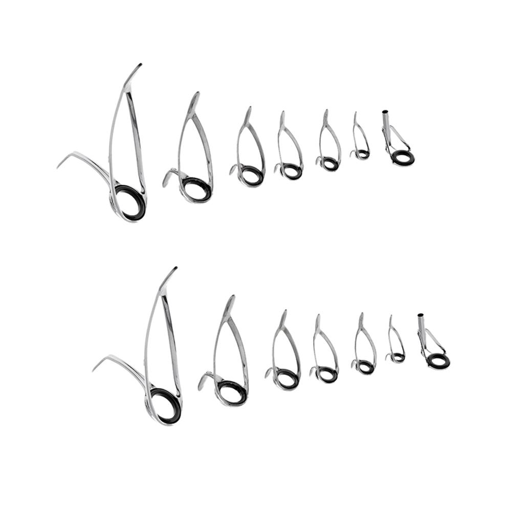 14pcs Rod Repair Kit Mixed Size Fishing Rod Guide Ring Rod Tip Top Eye Rings