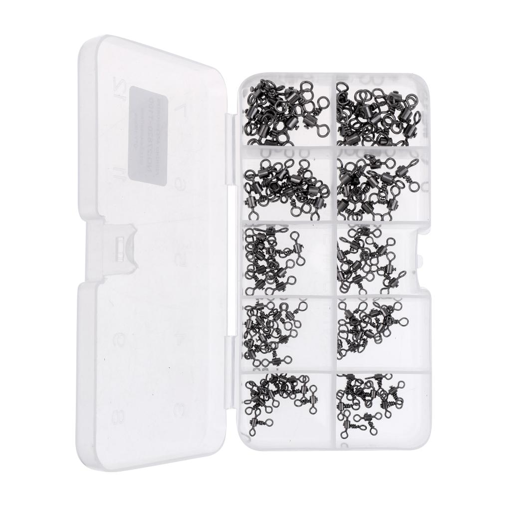100Pcs/Box 3 Way Fishing Rolling Barrel Swivel Bearing Connector Solid Ring