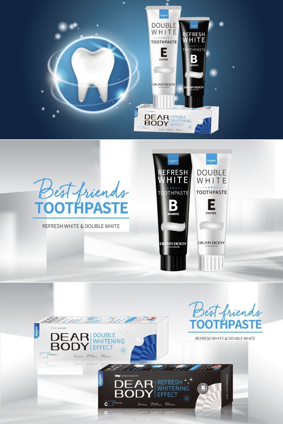 KEM ĐÁNH RĂNG DEAR BODY - TOOTHPASTE BAMBOO 100g - Giải Pháp Cho Hàm Răng Trắng Sáng - Tươi Mát - Hơi Thở Thơm Tho Suốt Ngày Dài