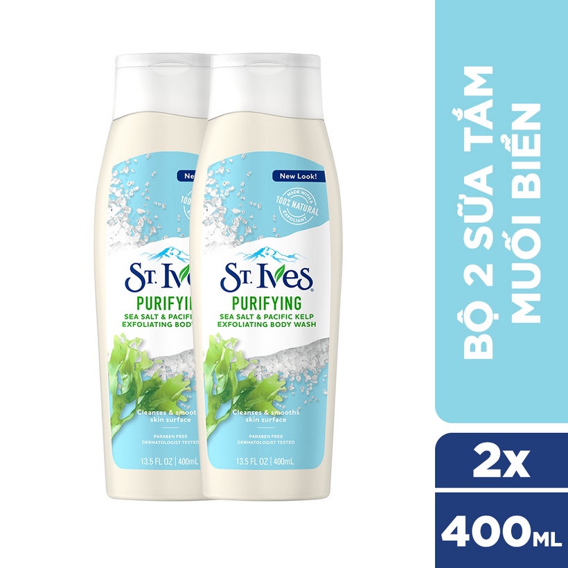 Bộ 2 Sữa tắm St.Ives Muối biển 400ml