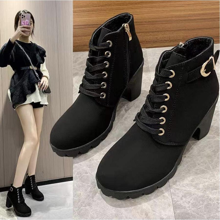 Có Hàng Sẵn  Giày cao gót Martin Boots đế cao 6Cm