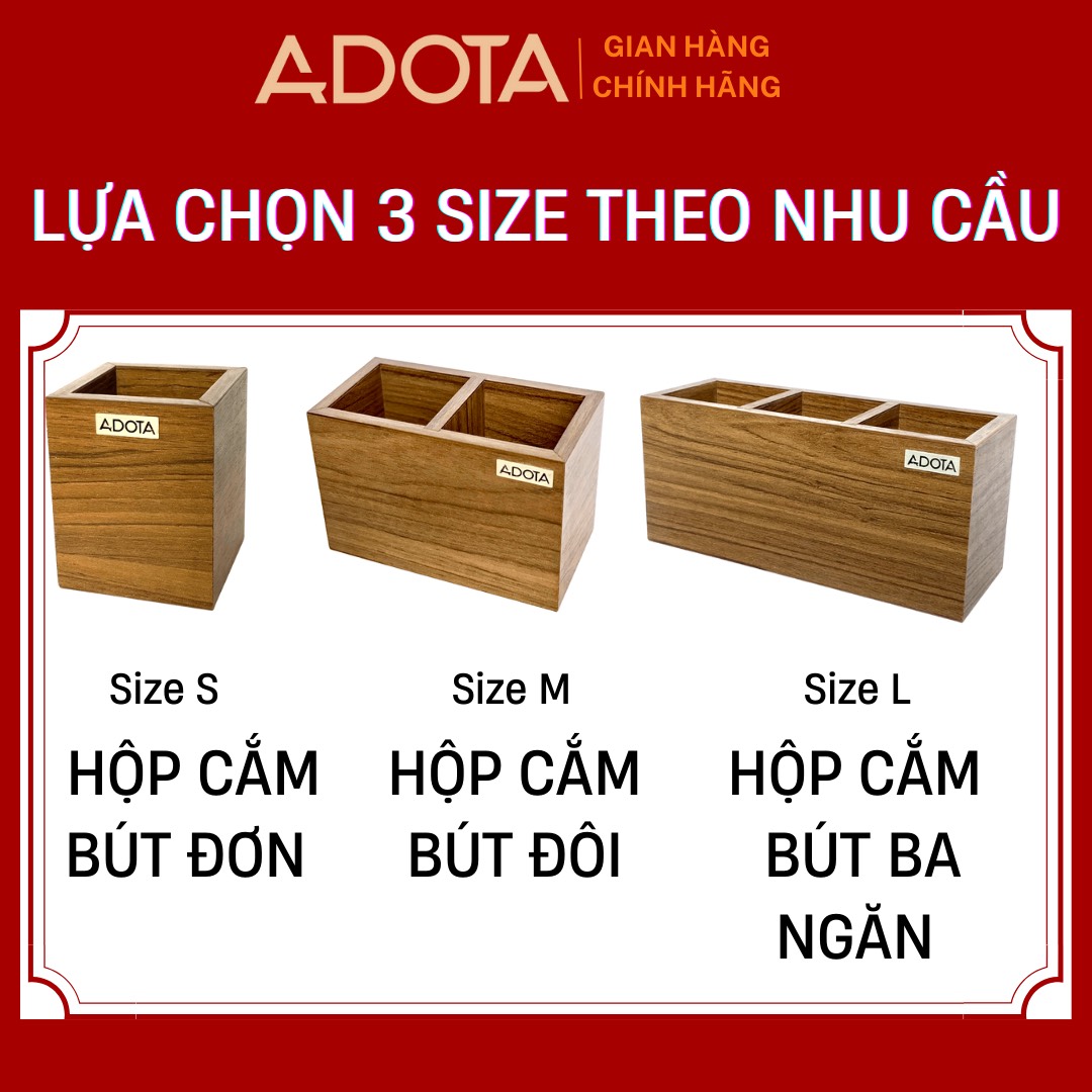 (Bán chạy) Hộp cắm bút để bàn 1 ngăn, hộp đựng bút và văn phòng phâm gỗ MDF siêu bền ADOTA