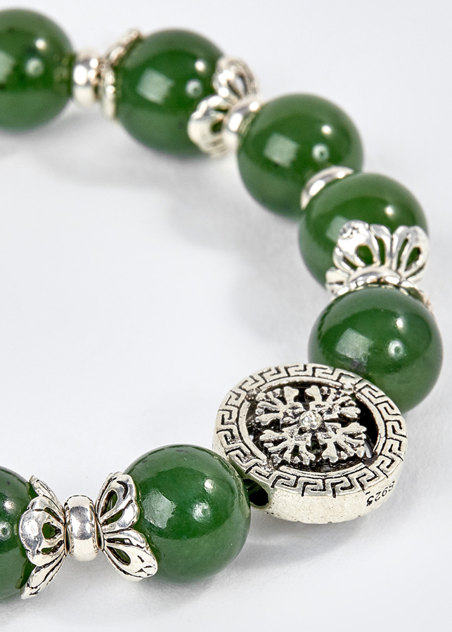 Vòng Tay Ngọc Bích Phối Charm Bánh Xe Pháp Luân Ngọc Quý Gemstones