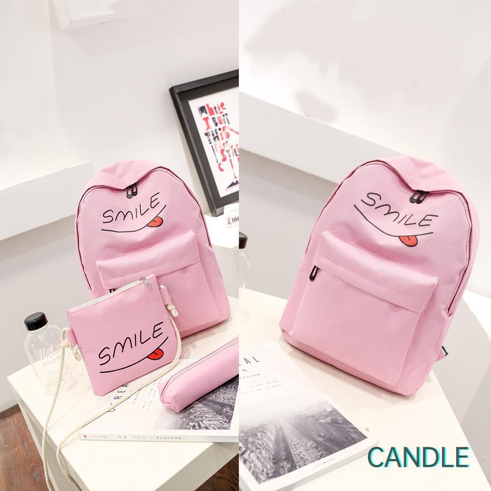 Set 3 Ba Lô Túi Ví Canvas Thời Trang Nữ Tính