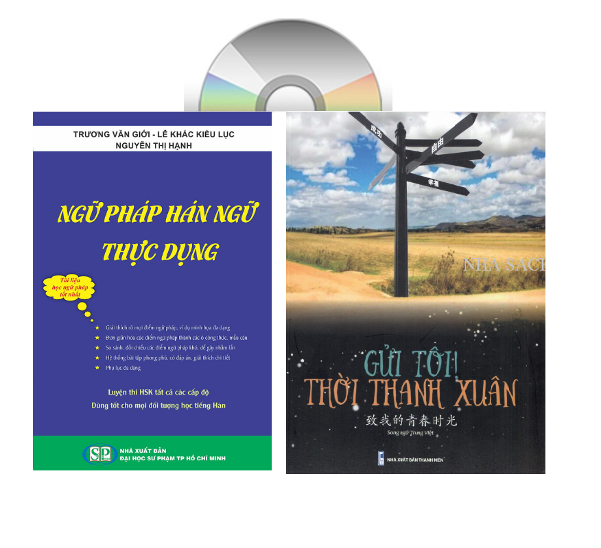 Sách - Combo: Ngữ Pháp Hán Ngữ Thực Dụng + Gởi tôi thời thanh xuân song ngữ Trung việt có phiên âm có mp3 nghe +DVD tài liệu