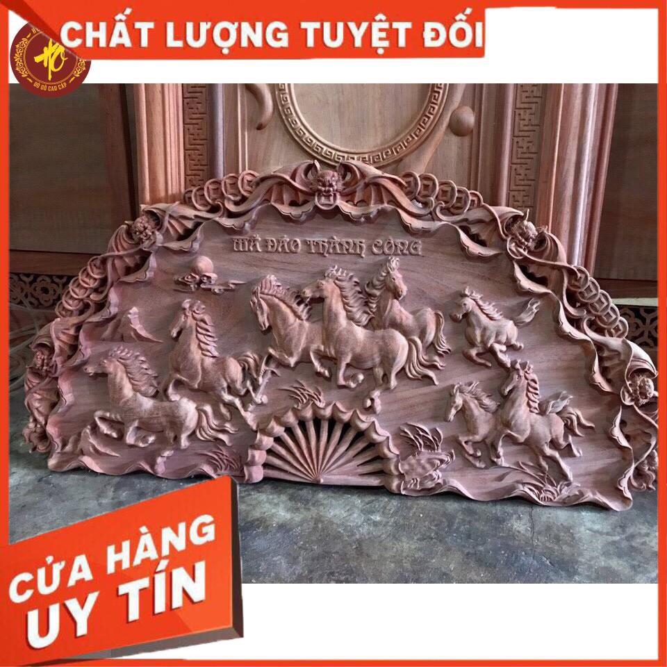 QUẠT GỖ TREO TƯỜNG THUẬN BUỒM XUÔI GIÓ - BÁT MÃ MẠ VÀNG