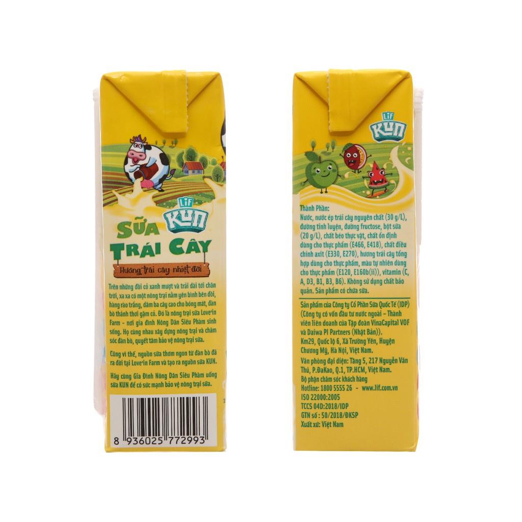 Kun sữa trái cây nhiệt đới thùng 48 hộp x 110ml